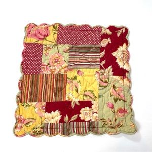 April Cornell Floral Patchwork 17” Square Pillow Cover Button Closure